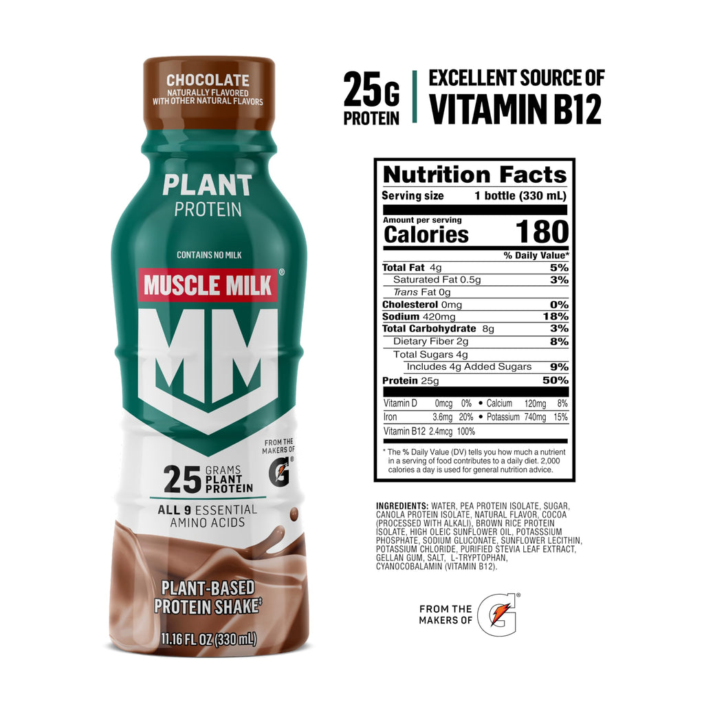 Plant Based Protein Shake Chocolate 11.16 Fl Oz Pack of 12 Y890