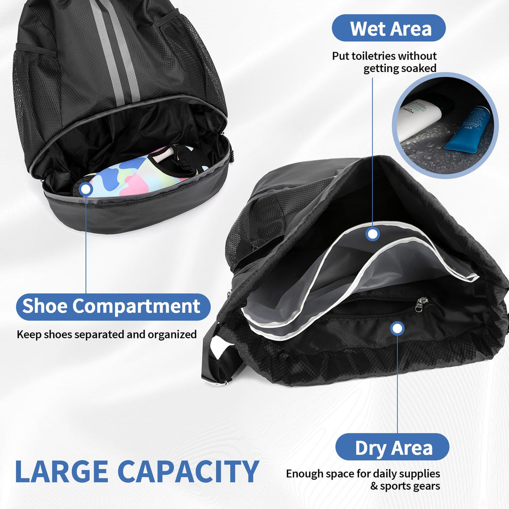 Drawstring Backpack Gym Bag with Shoes Compartment B250118