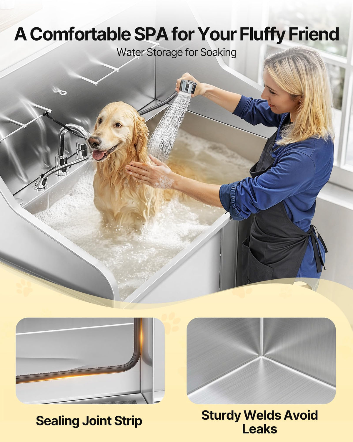 50 Inch 304 Stainless Steel Dog Bath Tub with Ramp C72697