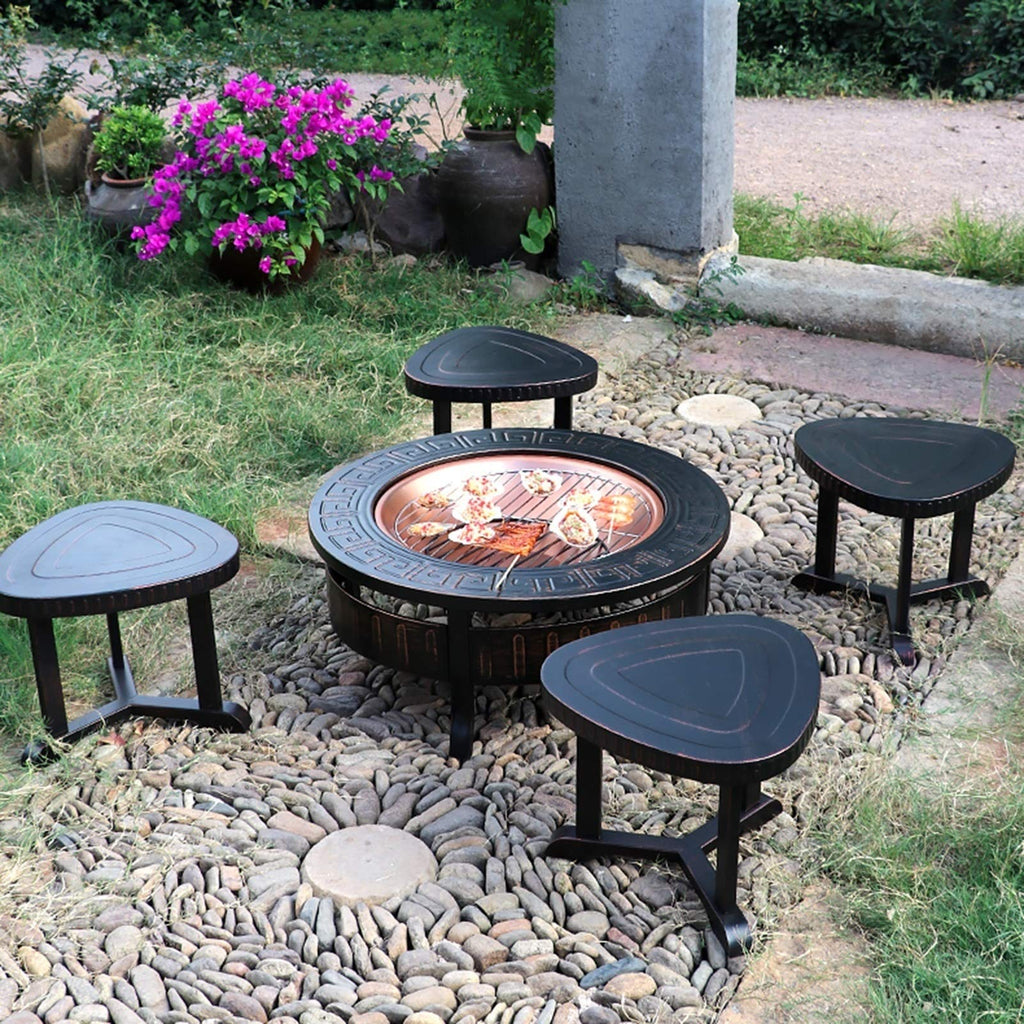 Wood-Burning Fire Pit Bowl with Spark Screen D422794