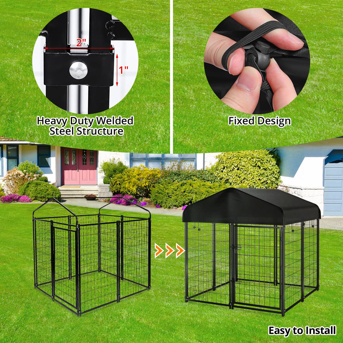 Welded Wire Dog Kennel with Roof K6641