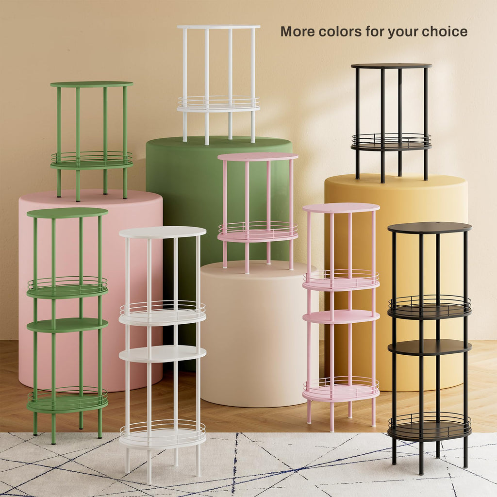 Oval Side Table with Storage, 2-Tier Green End Table Q5550