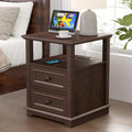 24" Nightstand with Charging Station and Drawers J624