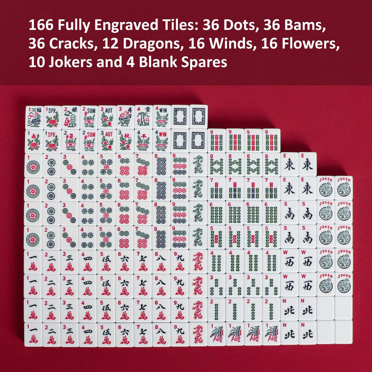 166 White Tiles Mahjong Set with Blue Carrying Bag U4128