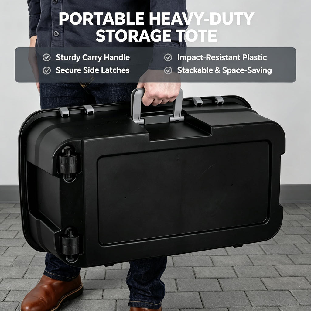 Black 22 Gallon Wheeled Plastic Storage Trunk A663325