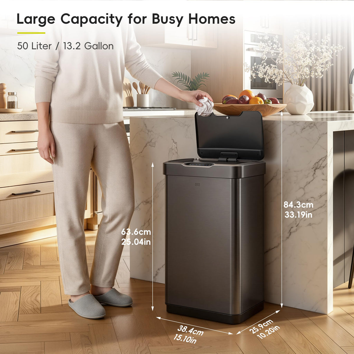13.2 Gal Stainless Steel Motion Sensor Trash Can F2011