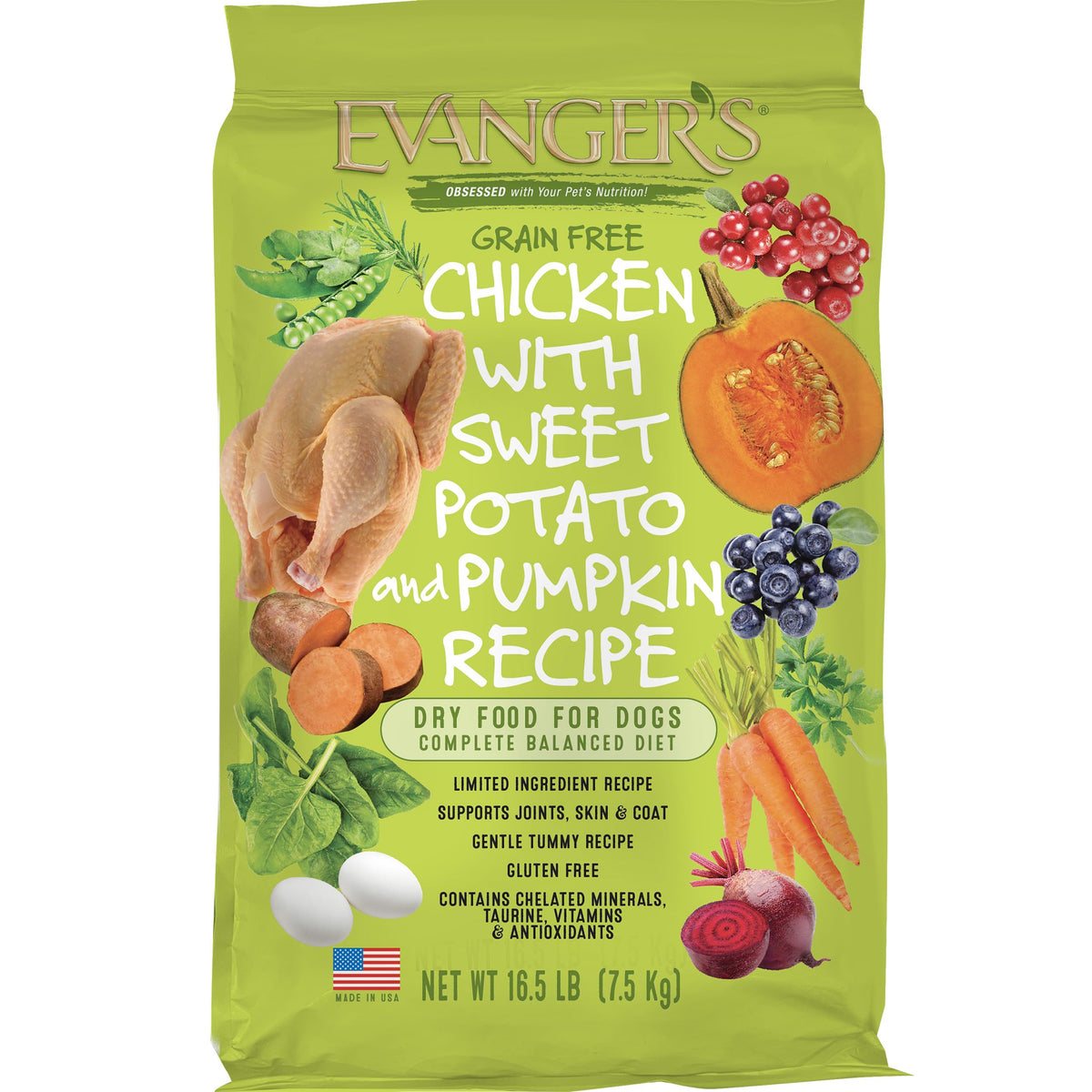 Grain-Free Chicken Sweet Potato Pumpkin Dry Dog Food 16.5 lbs Y318