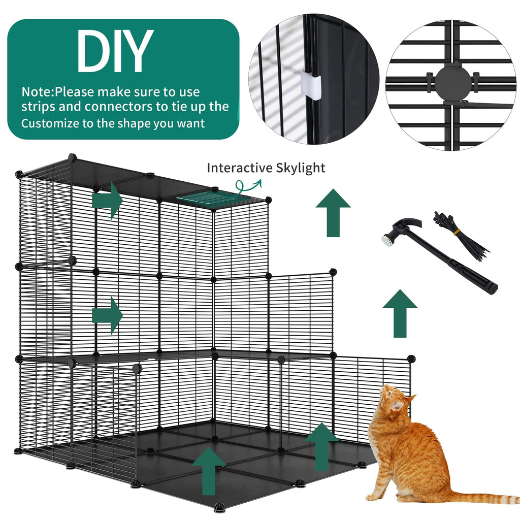 Cat Cage Indoor Cat Enclosures Metal Kennel with Hammock G810