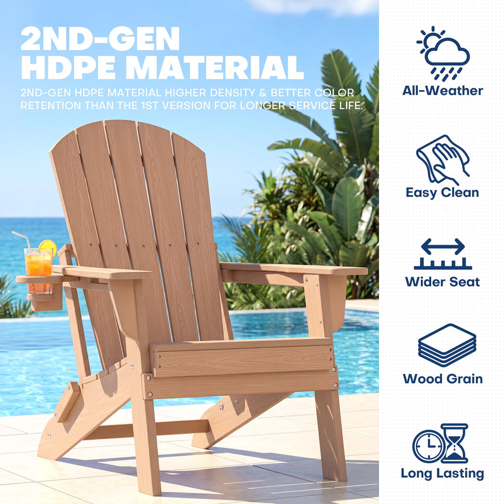 Adirondack Chair Set of 2 with Cup Holders & Table L4606