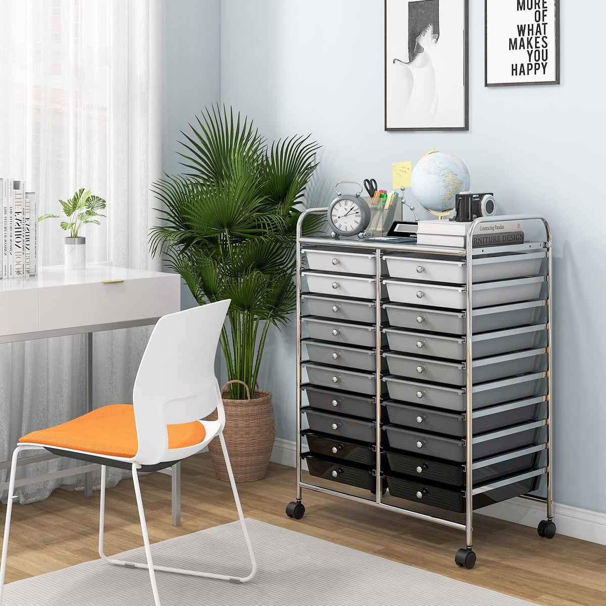 20 Drawer Multicolor Rolling Storage Cart H5123