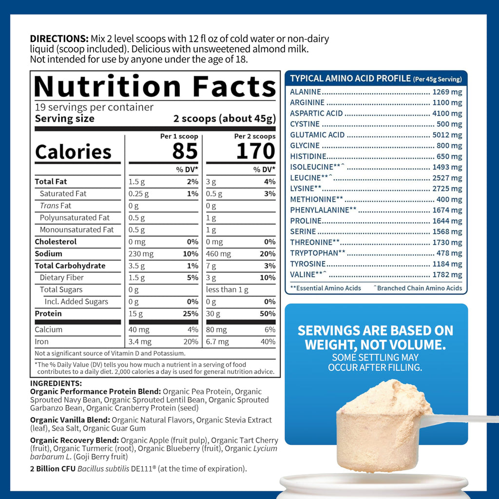 Organic Vegan Protein Powder, Vanilla, 19 Servings X53820