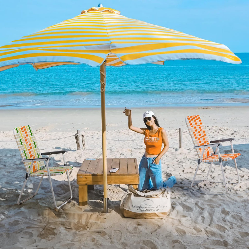 2 Pcs Lightweight Folding Beach Chairs with Armrests R111