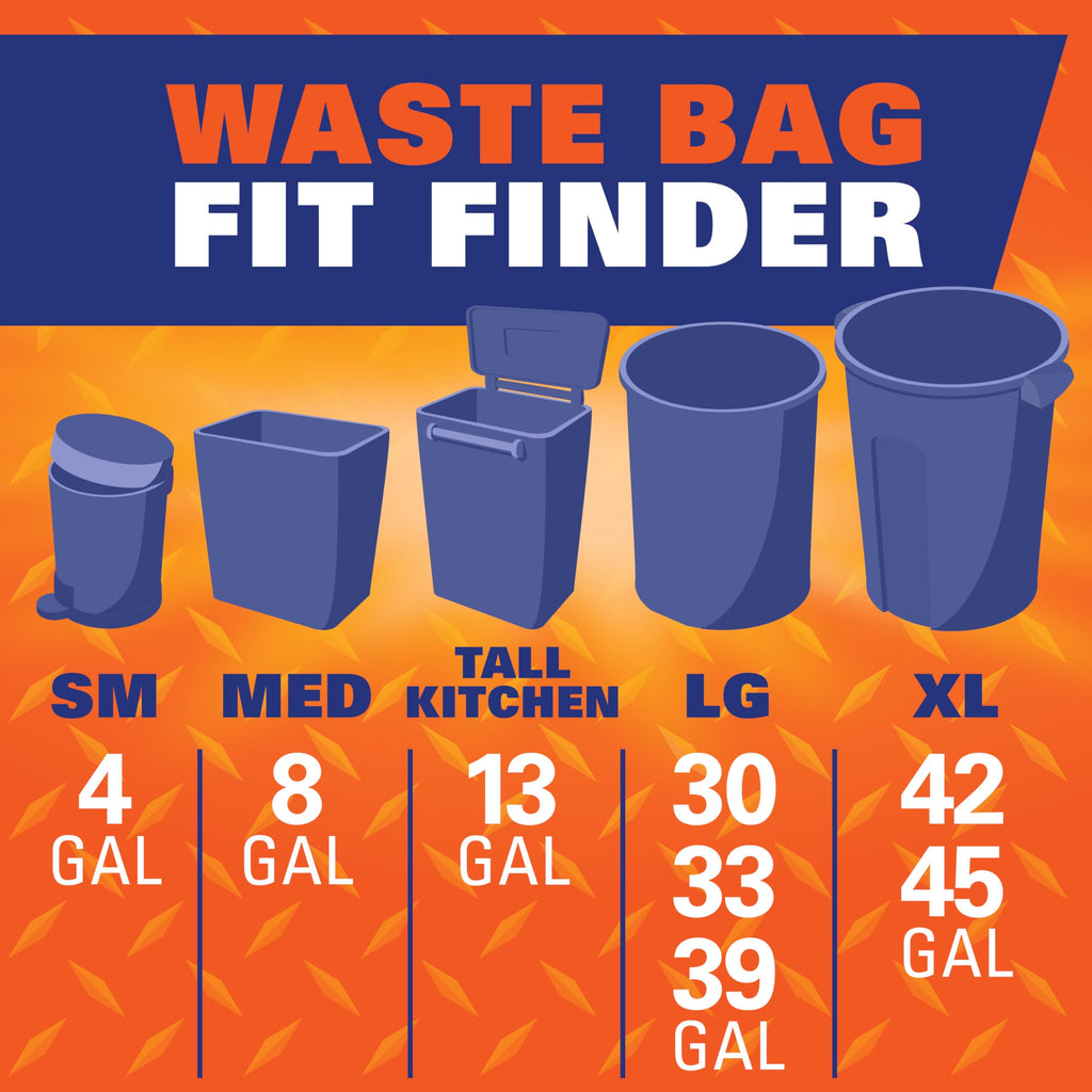 33 Gallon Black Trash Bags with Drawstrings, 48ct I12701