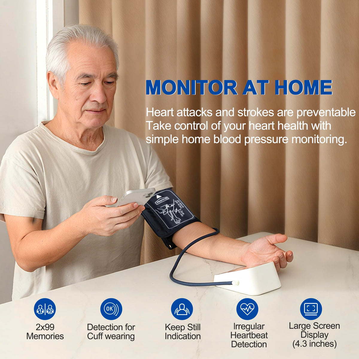 Automatic Arm Blood Pressure Monitor with Adjustable Cuff T589496