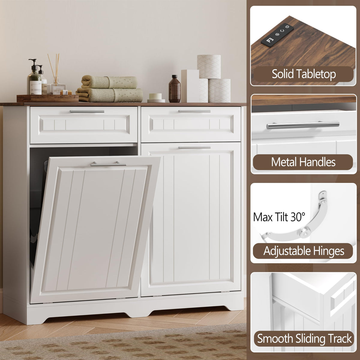 10 Gallon Double Tilt Out Trash Can Cabinet N75158