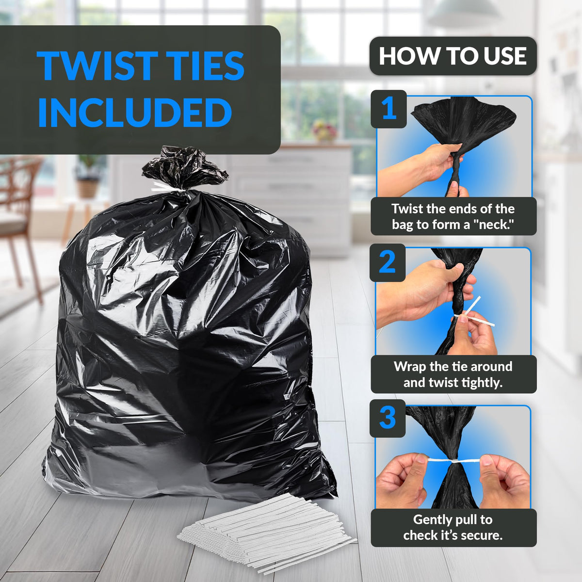 30 to 33 Gallon Heavy Duty Trash Bags U6466