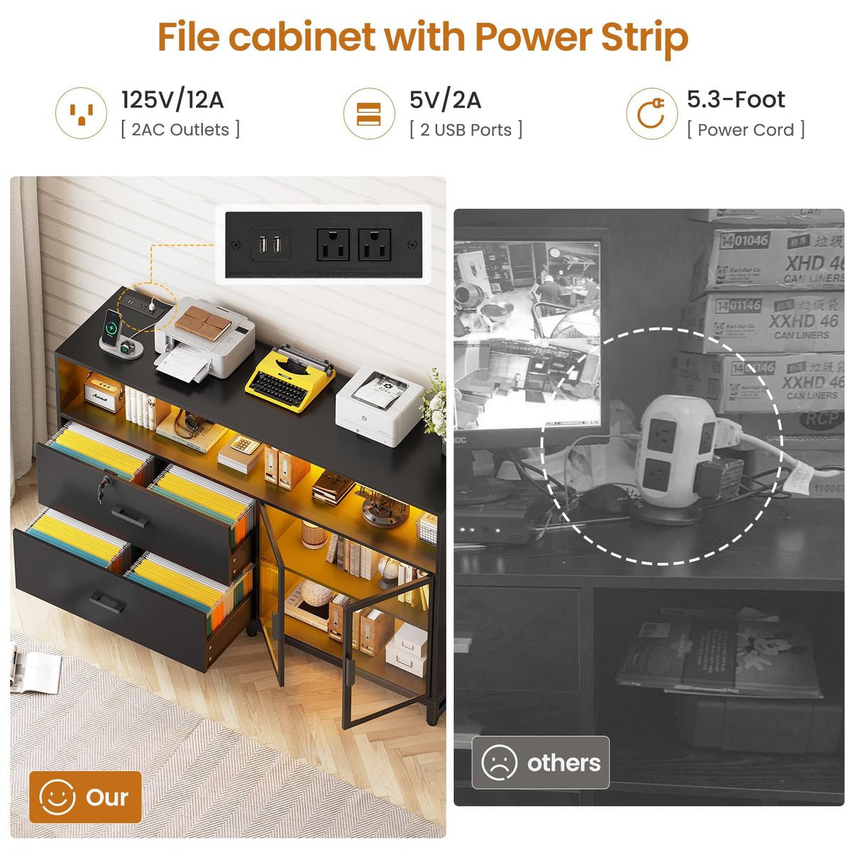 59" Filing Cabinet with Lock Drawers Legal Size T464
