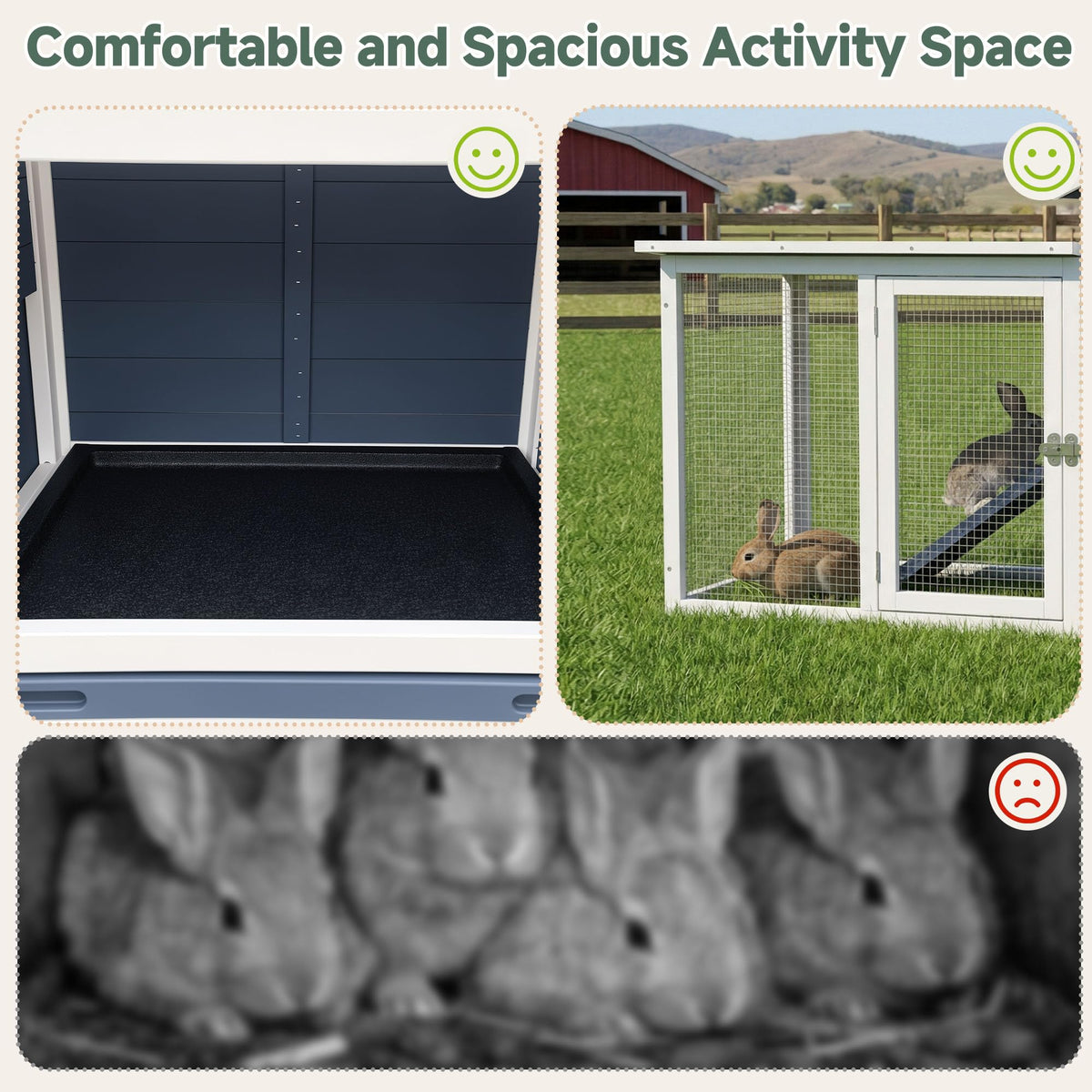 Wooden Rabbit Hutch with Pull-Out Cleaning Tray O9719
