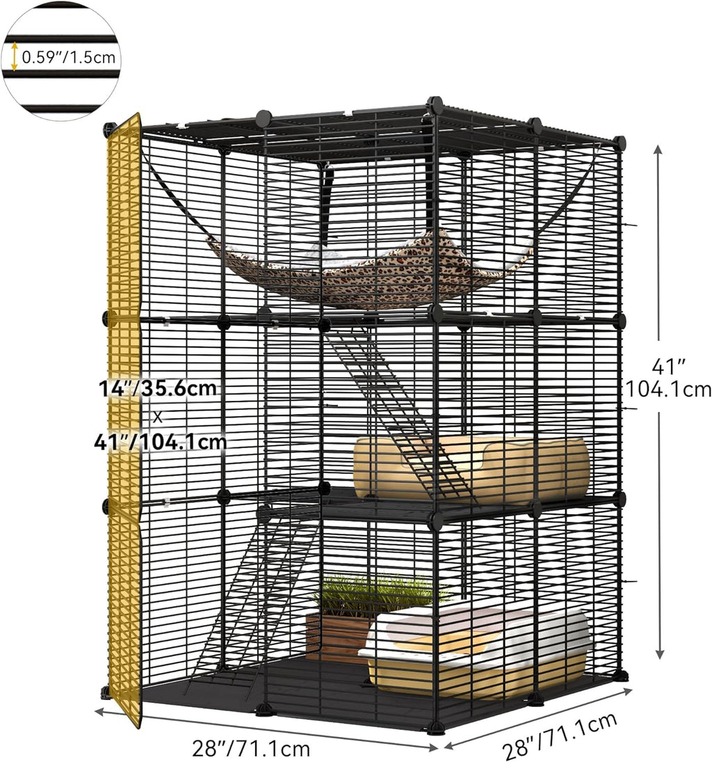 Cat Cage Indoor Cat Enclosures Metal Kennel with Hammock G810