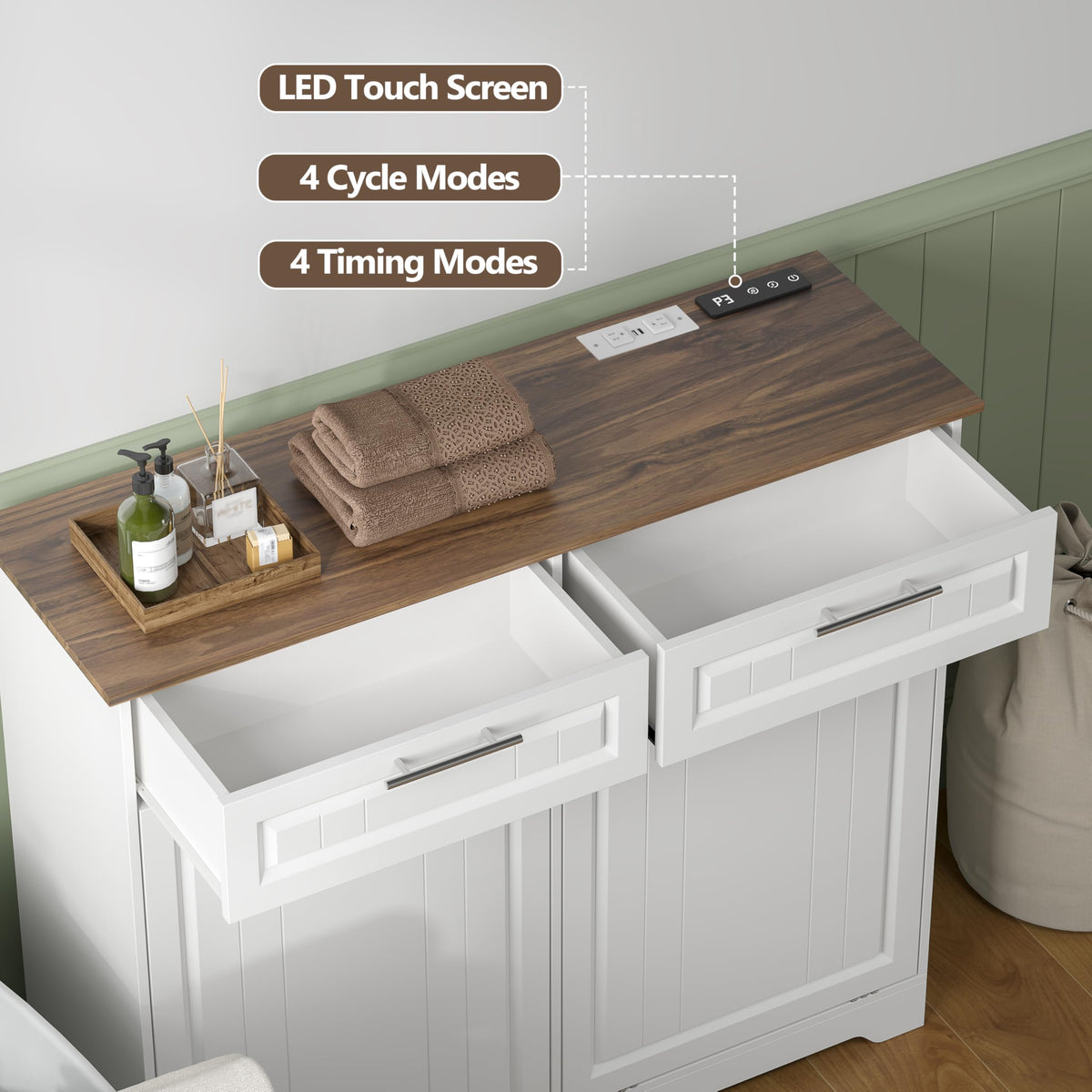 10 Gallon Double Tilt Out Trash Can Cabinet N75158