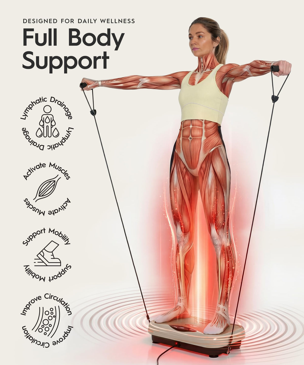 Vibration Plate with Resistance Bands and Remote J755