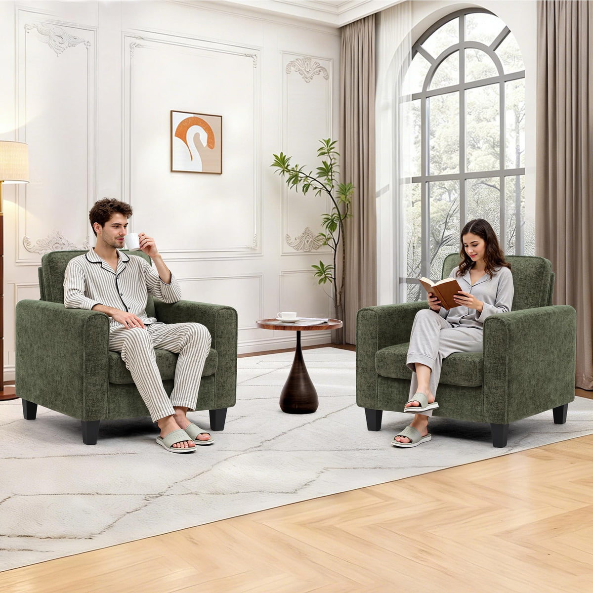 Green Chenille Upholstered Accent Chair U89271