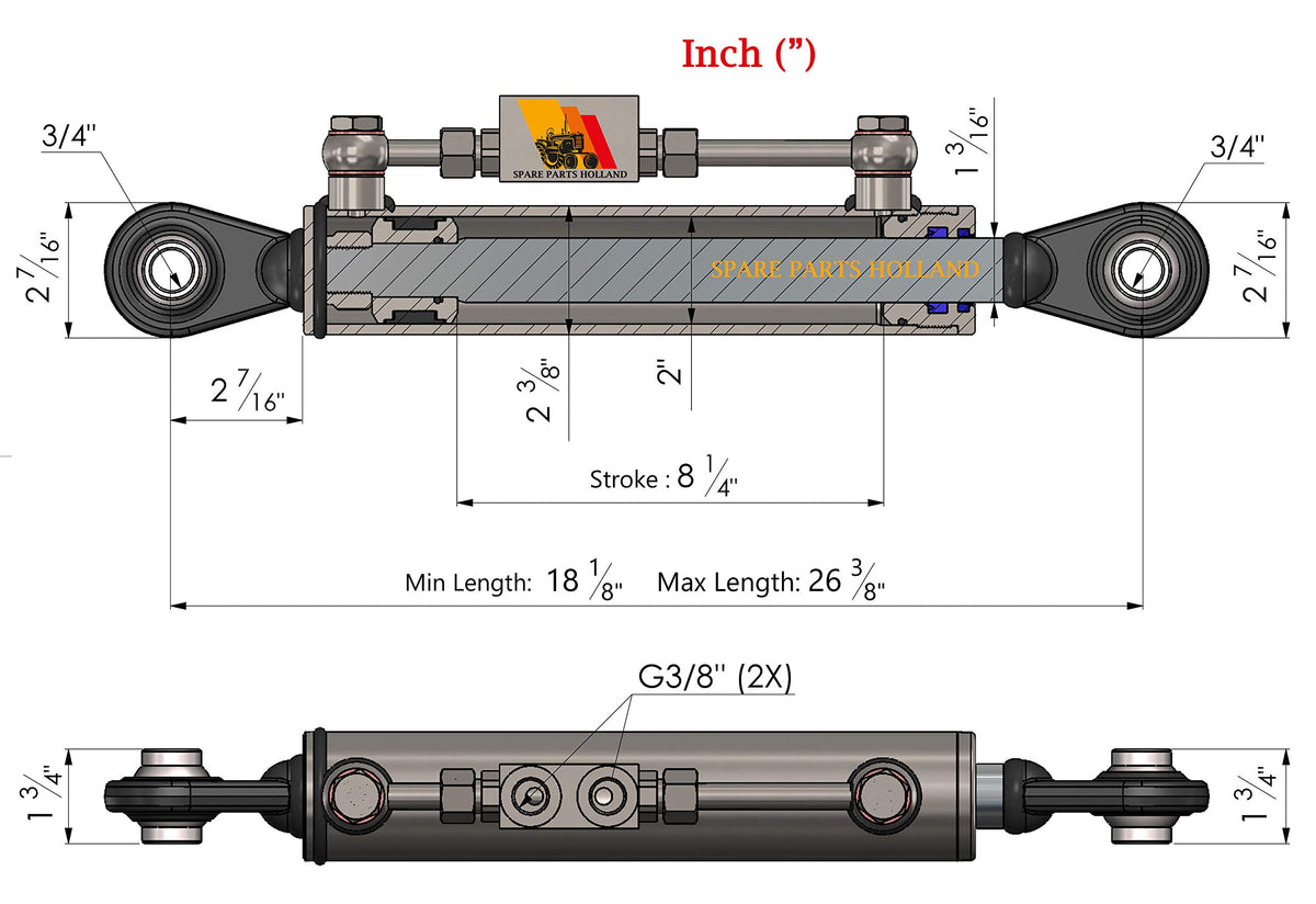 Hydraulic Top Link Cat 1-1 with Locking Block A94323