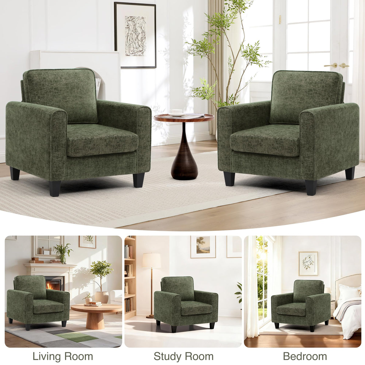 Green Chenille Upholstered Accent Chair U89271