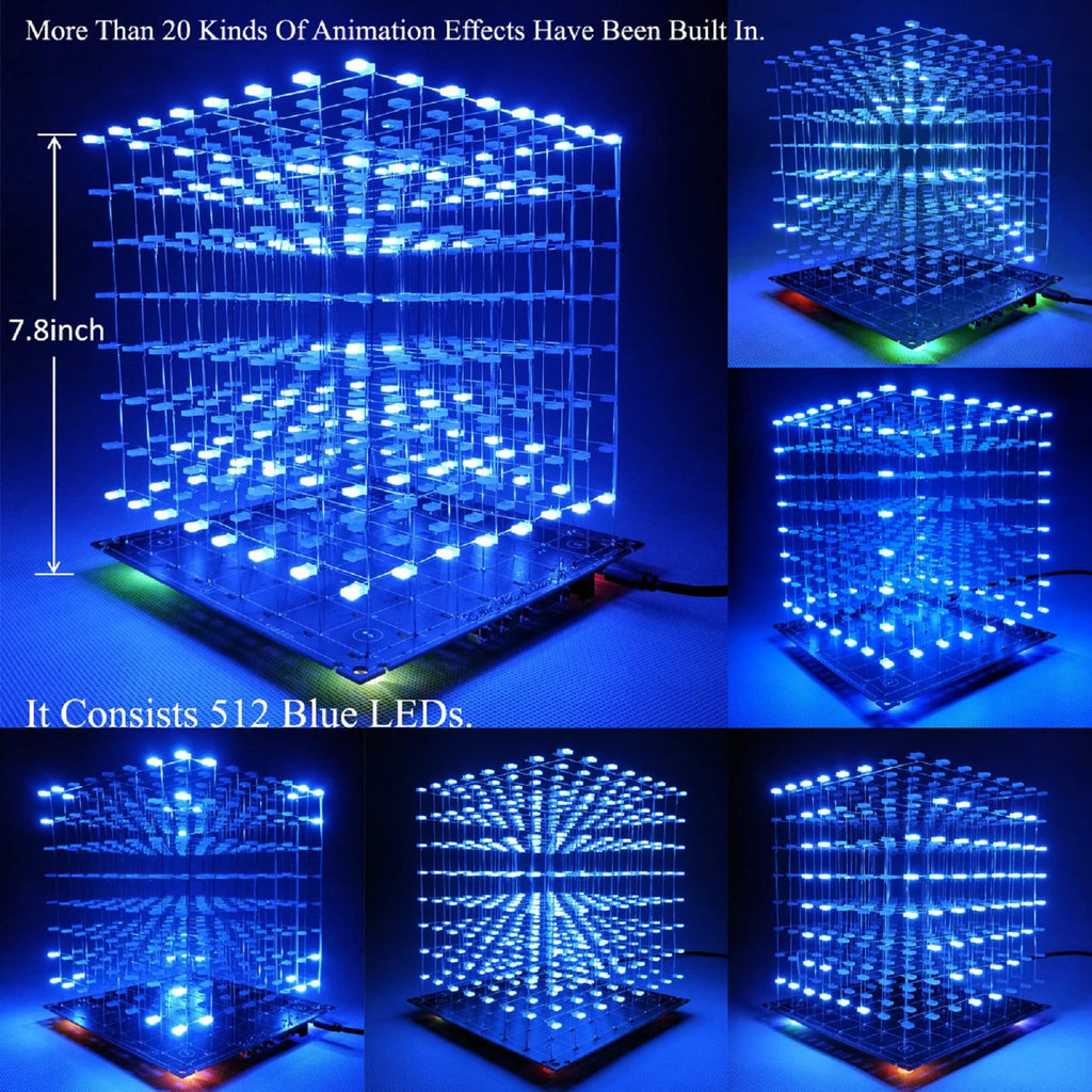 3D Led Cube DIY Electronics Kit 8x8x8 Led Cube DIY Soldering Project Kit T57289