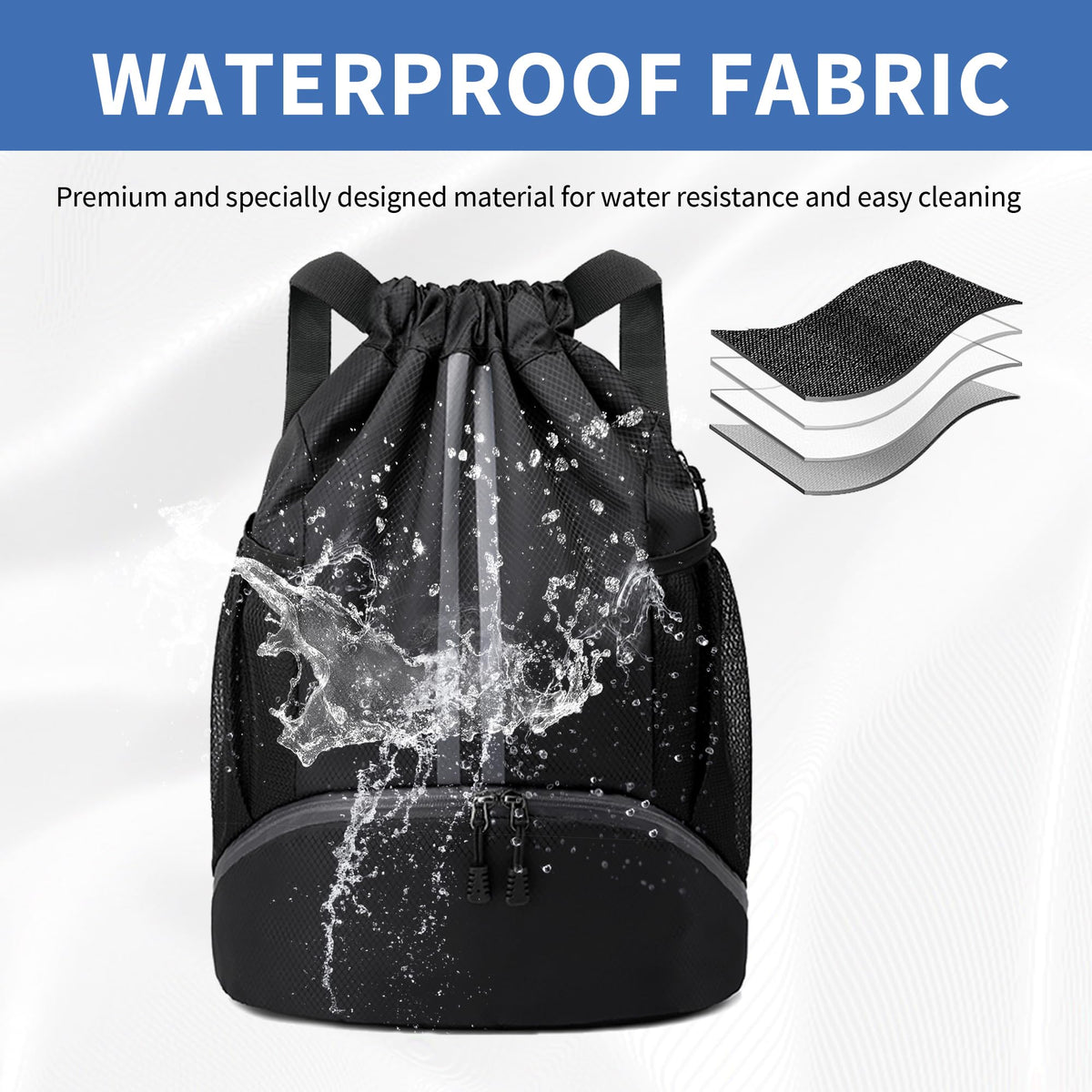 Drawstring Backpack Gym Bag with Shoes Compartment B250118