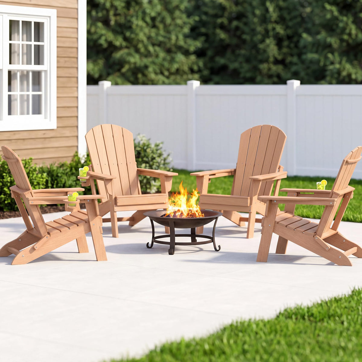 Adirondack Chair Set of 2 with Cup Holders & Table L4606
