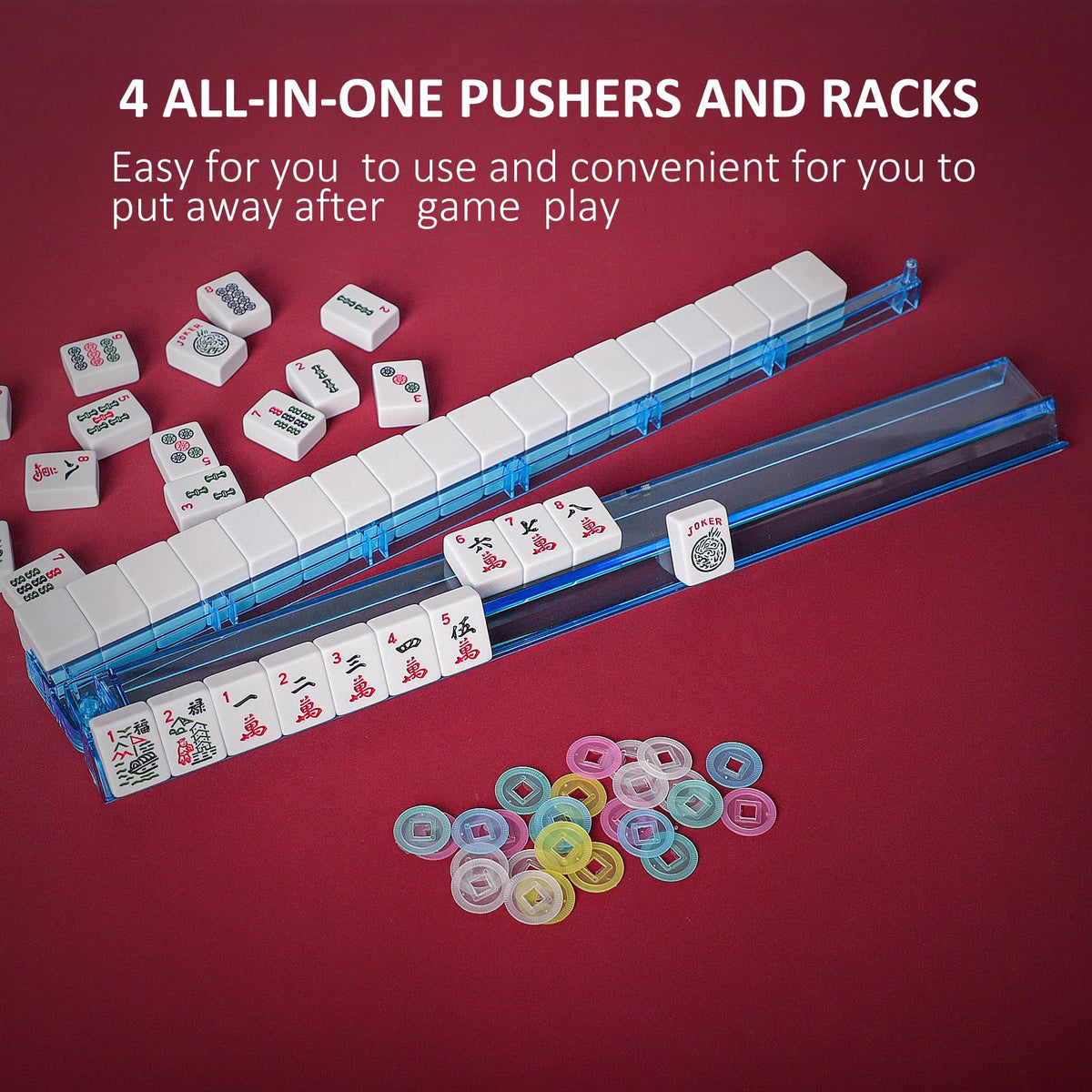 166 White Tiles Mahjong Set with Blue Carrying Bag U4128