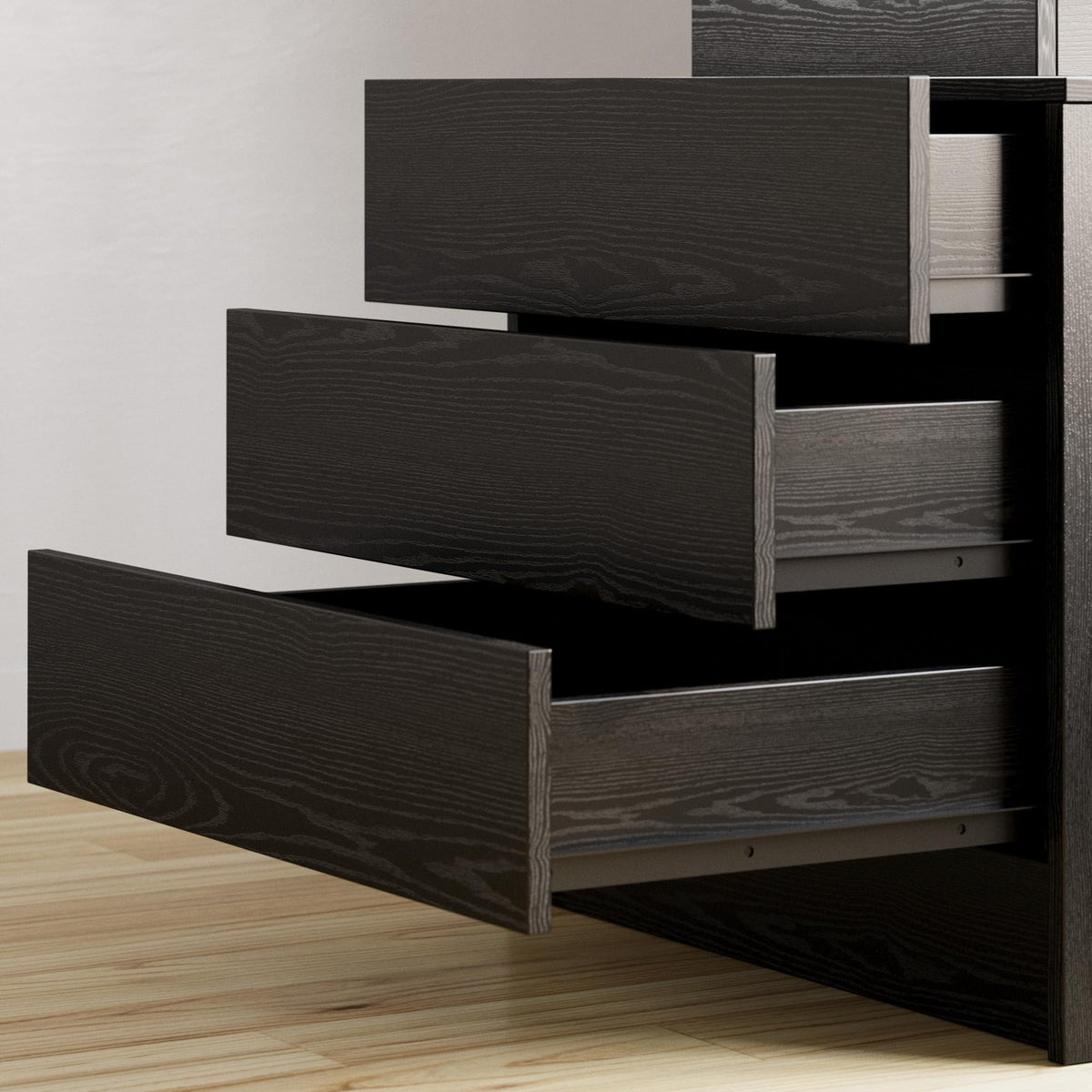 Black 3 Drawer Nightstand with Charging Station K9808