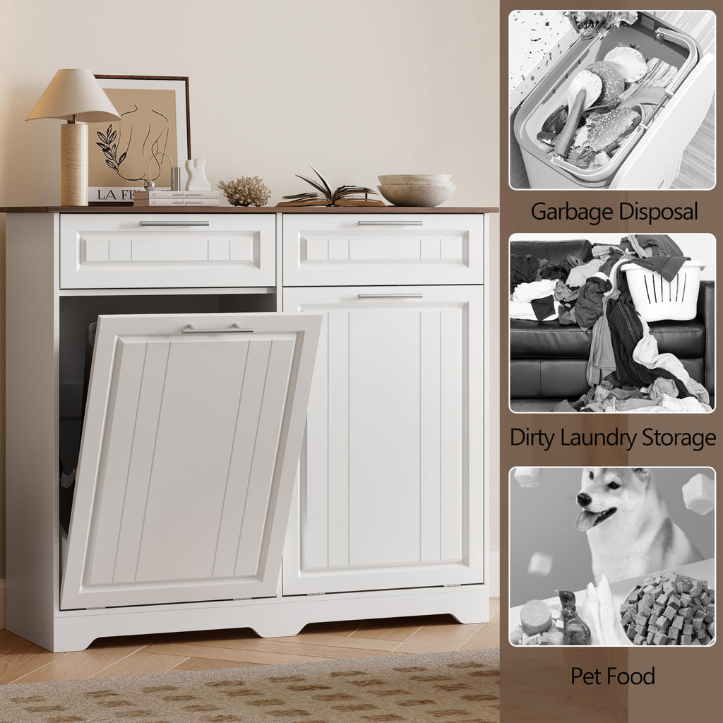 10 Gallon Double Tilt Out Trash Can Cabinet N75158