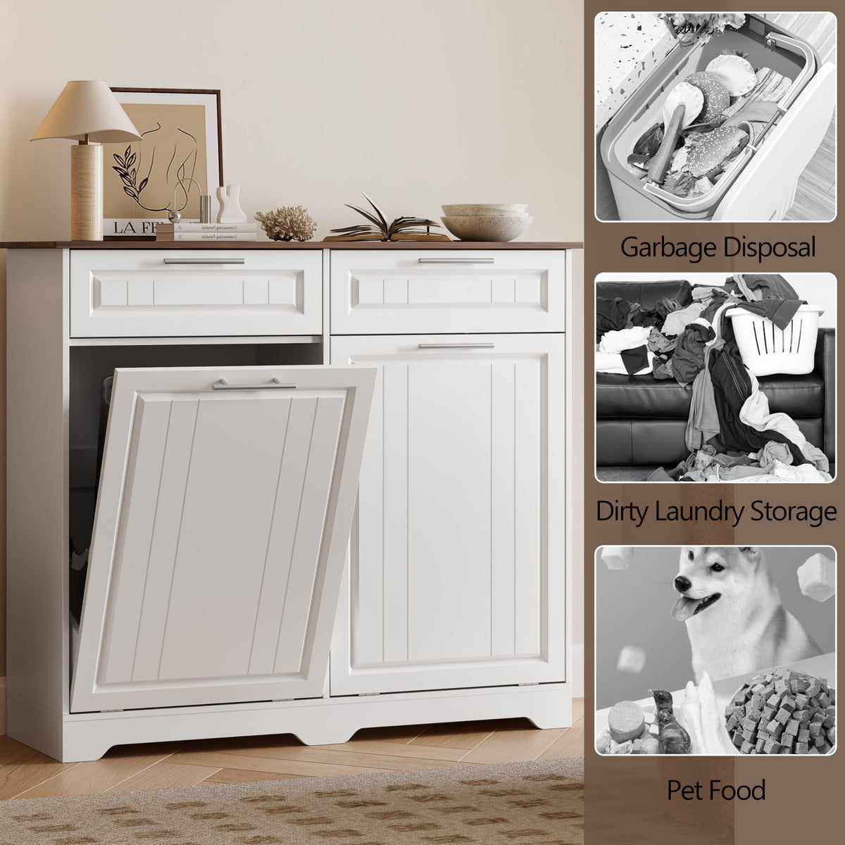 10 Gallon Double Tilt Out Trash Can Cabinet N75158