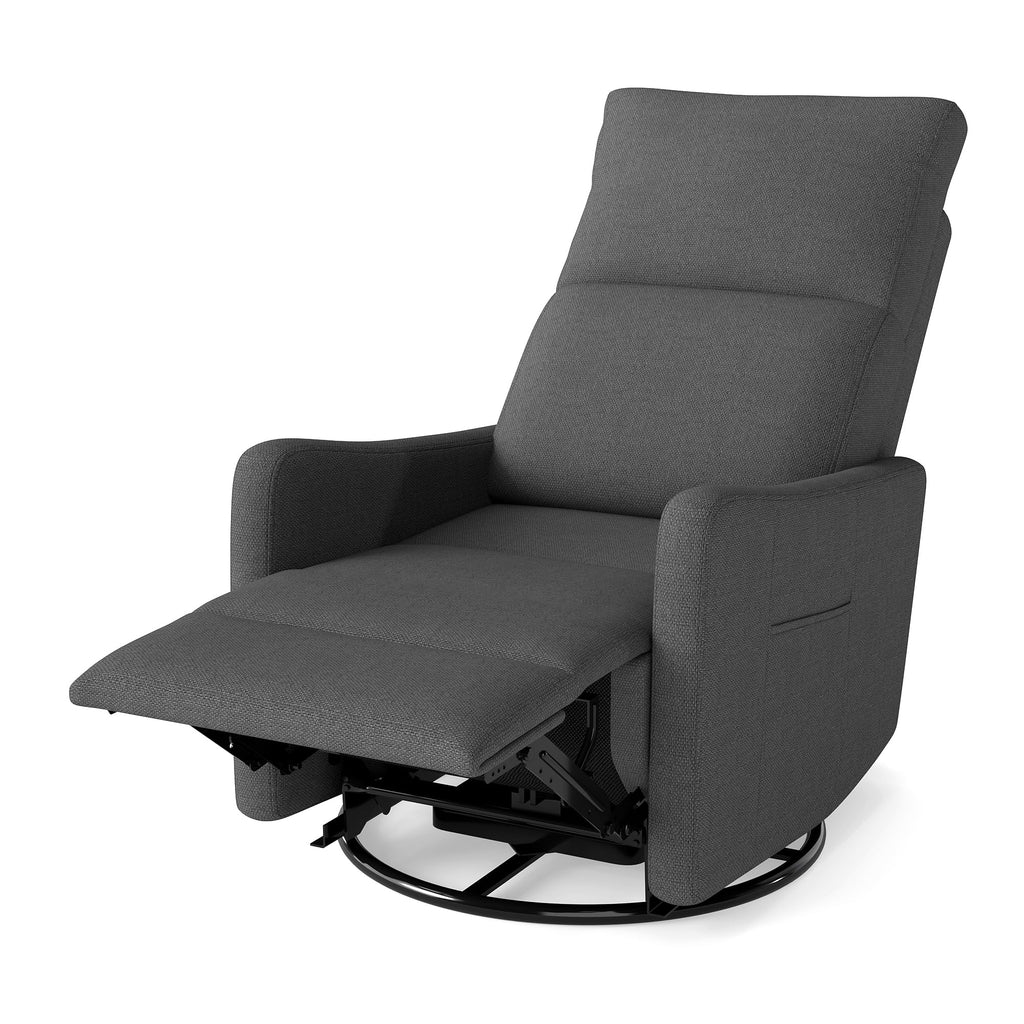 Dark Gray Swivel Rocker Recliner Chair Y77805