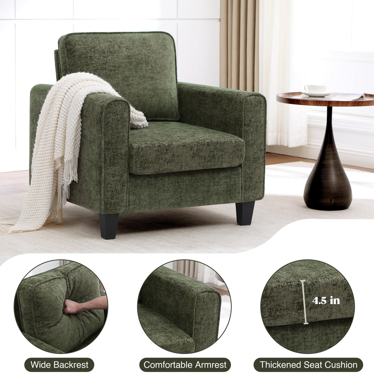Green Chenille Upholstered Accent Chair U89271