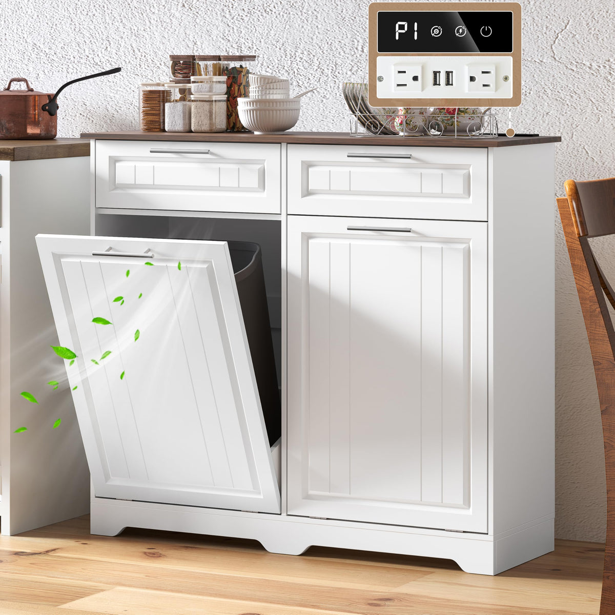 10 Gallon Double Tilt Out Trash Can Cabinet N75158
