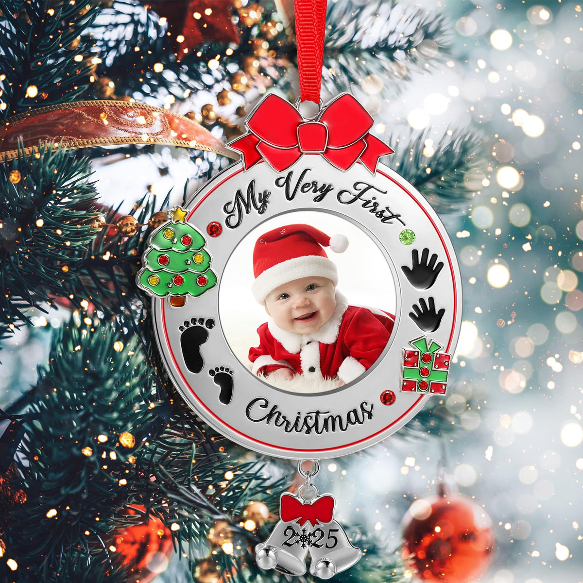 Baby's First Christmas Photo Ornament 2025 Picture Frame F720