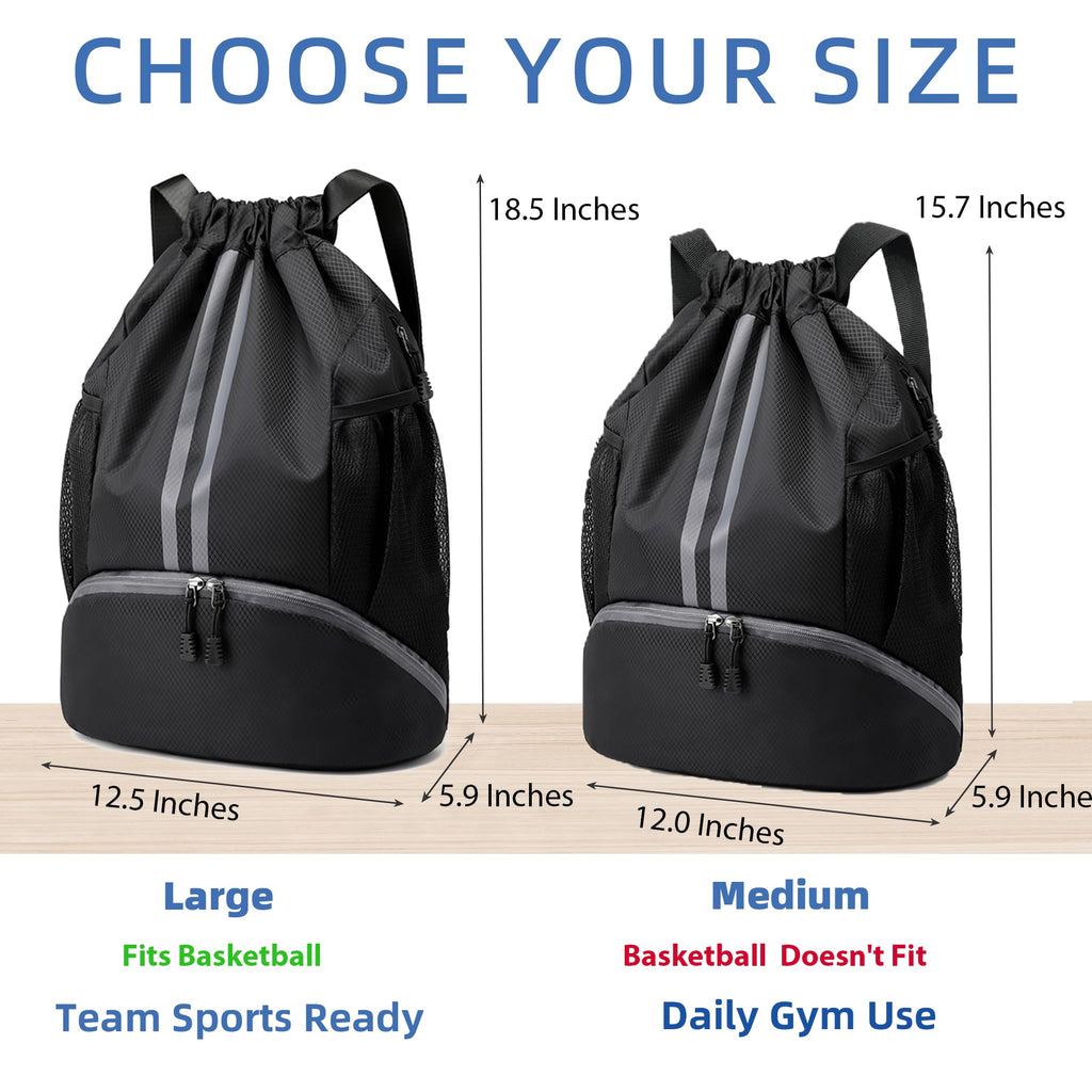 Drawstring Backpack Gym Bag with Shoes Compartment B250118
