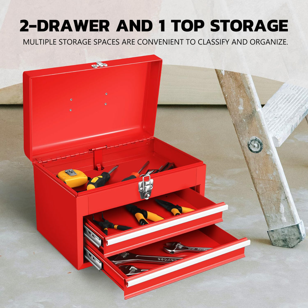 14 Inch Steel Portable Tool Box 2 Drawer R609439