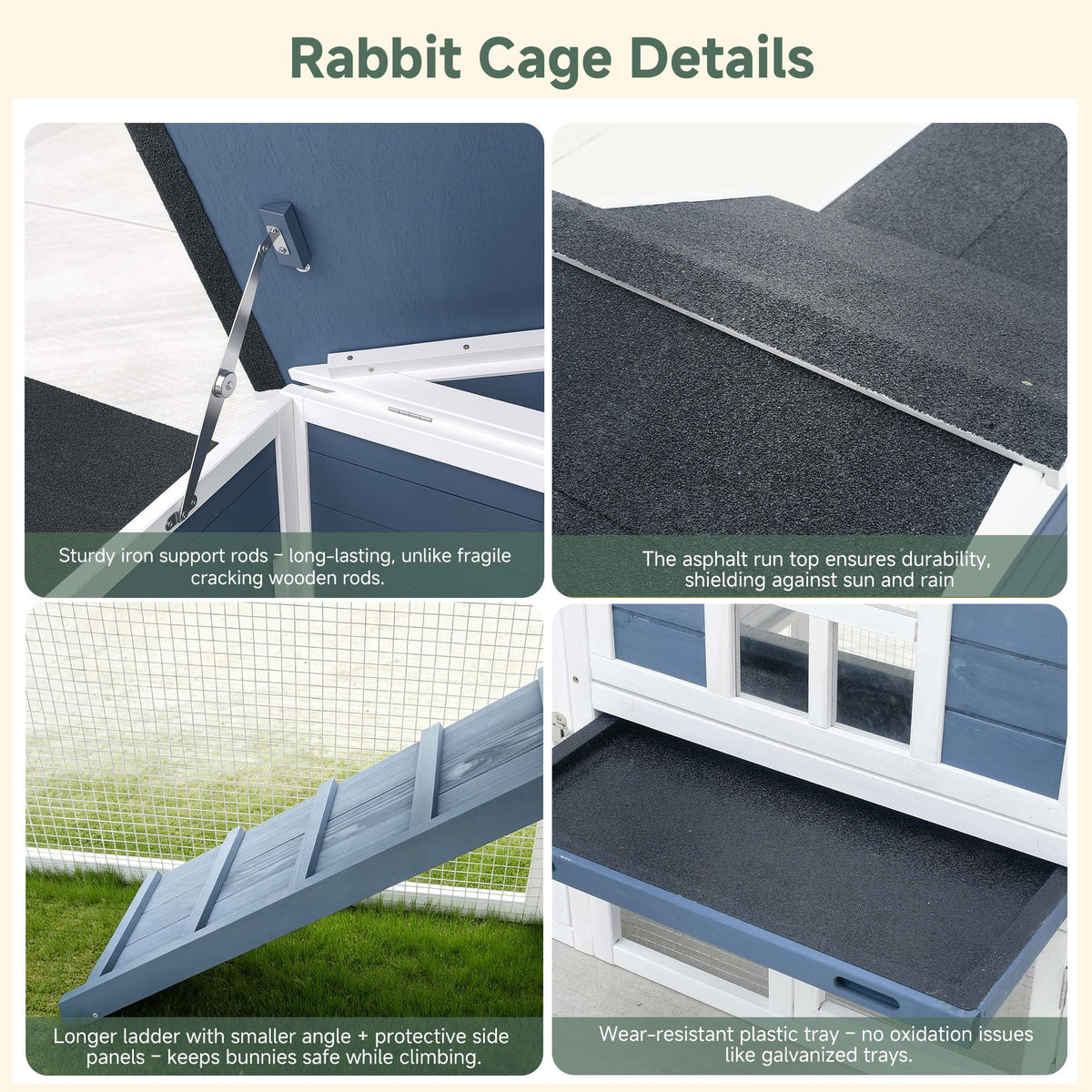 Wooden Rabbit Hutch with Pull-Out Cleaning Tray O9719