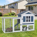 Wooden Rabbit Hutch with Pull-Out Cleaning Tray O9719