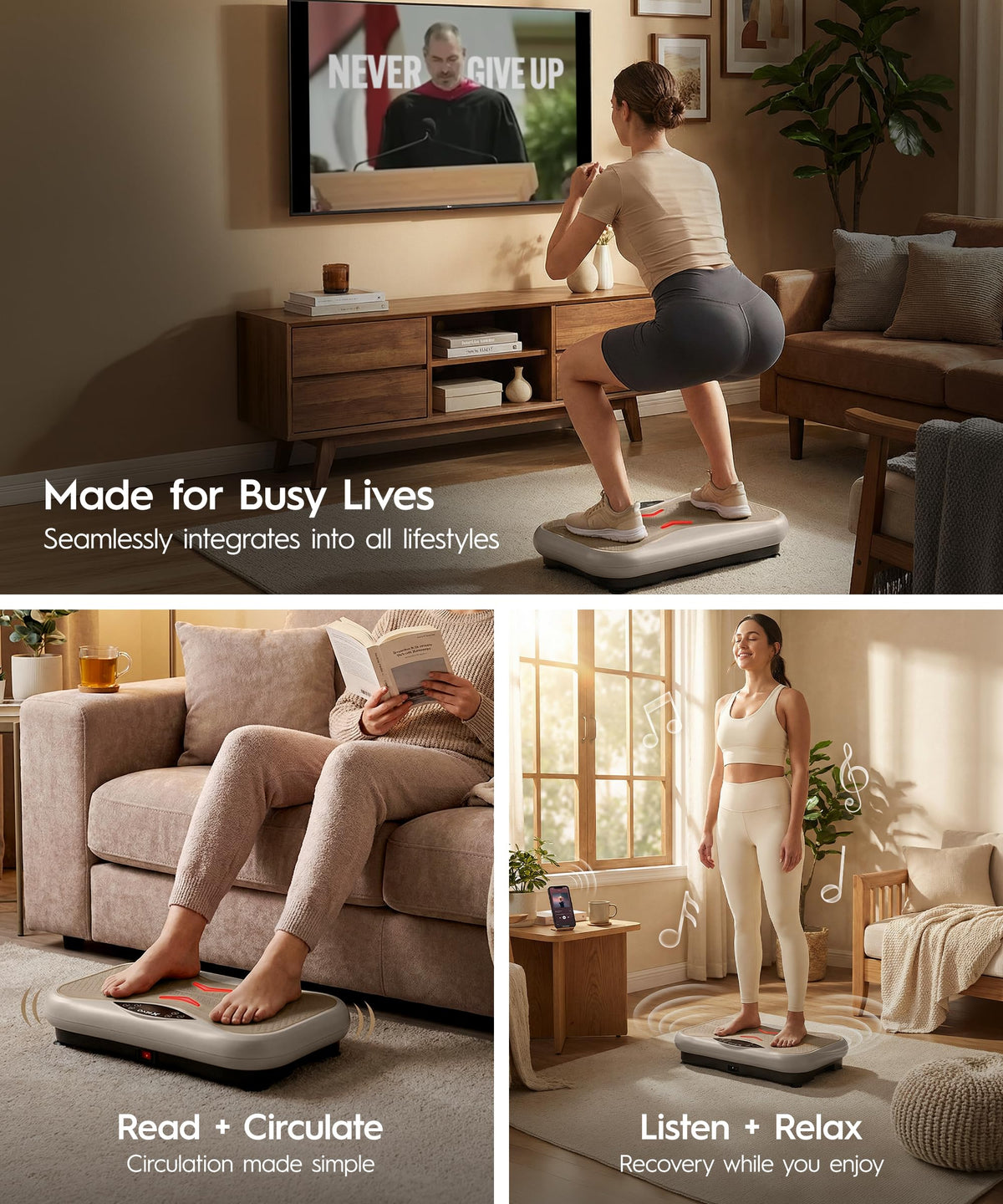 Vibration Plate with Resistance Bands and Remote J755