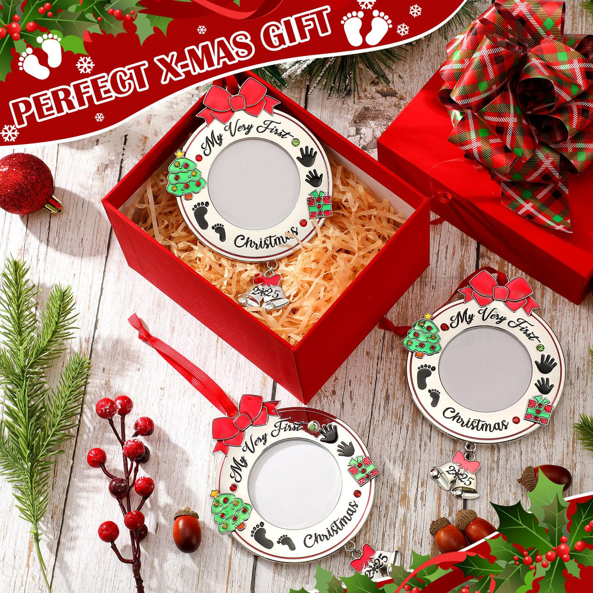 Baby's First Christmas Photo Ornament 2025 Picture Frame F720
